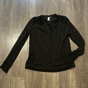 Joie black with silver holiday blouse M